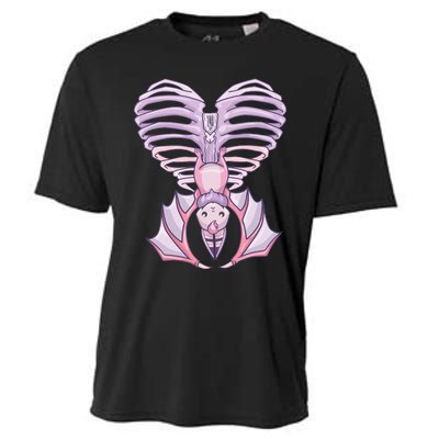 Nu Goth Aesthetic Cute Pastel Goth Bat Ribcage Cooling Performance Crew T-Shirt