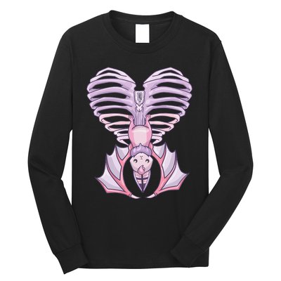 Nu Goth Aesthetic Cute Pastel Goth Bat Ribcage Long Sleeve Shirt