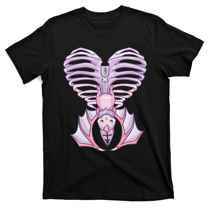 Nu Goth Aesthetic Cute Pastel Goth Bat Ribcage T-Shirt