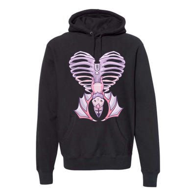 Nu Goth Aesthetic Cute Pastel Goth Bat Ribcage Premium Hoodie