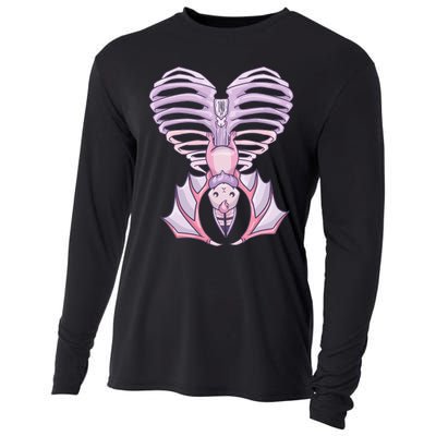 Nu Goth Aesthetic Cute Pastel Goth Bat Ribcage Cooling Performance Long Sleeve Crew