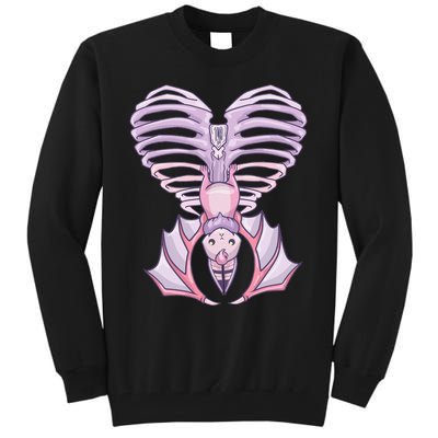 Nu Goth Aesthetic Cute Pastel Goth Bat Ribcage Tall Sweatshirt