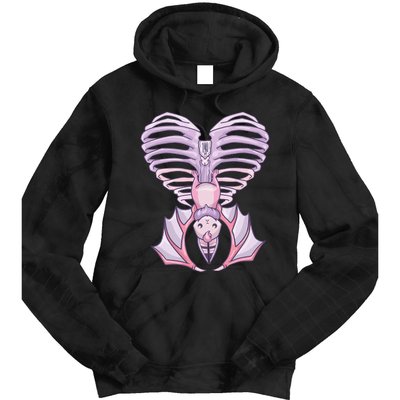 Nu Goth Aesthetic Cute Pastel Goth Bat Ribcage Tie Dye Hoodie