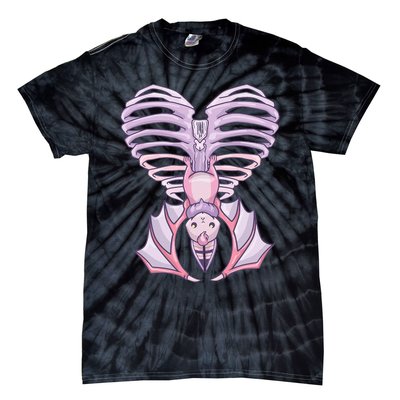 Nu Goth Aesthetic Cute Pastel Goth Bat Ribcage Tie-Dye T-Shirt