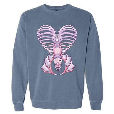 Nu Goth Aesthetic Cute Pastel Goth Bat Ribcage Garment-Dyed Sweatshirt