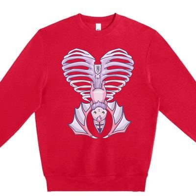 Nu Goth Aesthetic Cute Pastel Goth Bat Ribcage Premium Crewneck Sweatshirt