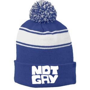 Not Gay But I Love You Straight Hetero Meaningful Gift Stripe Pom Pom Beanie