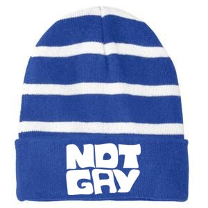 Not Gay But I Love You Straight Hetero Meaningful Gift Striped Beanie with Solid Band