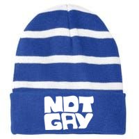 Not Gay But I Love You Straight Hetero Meaningful Gift Striped Beanie with Solid Band