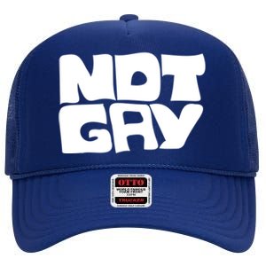 Not Gay But I Love You Straight Hetero Meaningful Gift High Crown Mesh Back Trucker Hat