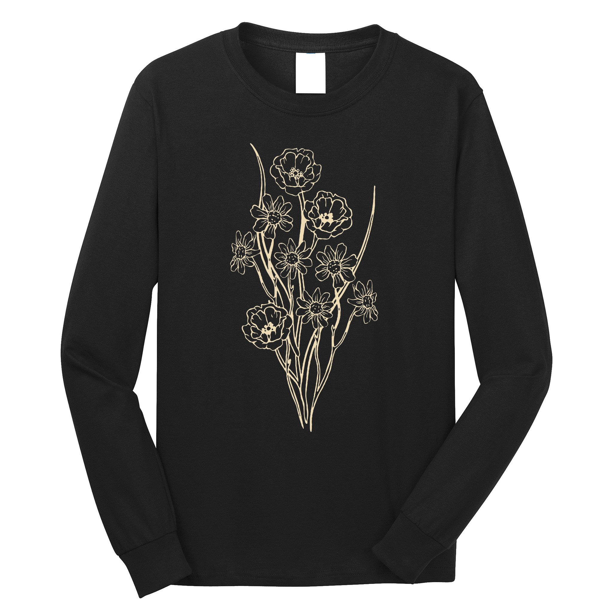 Naturalist Graphic Botanical Plant Boho Flower Wildflower Long Sleeve Shirt
