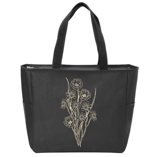 Naturalist Graphic Botanical Plant Boho Flower Wildflower Zip Tote Bag