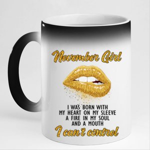 November Girl Birthday Gift 11oz Black Color Changing Mug