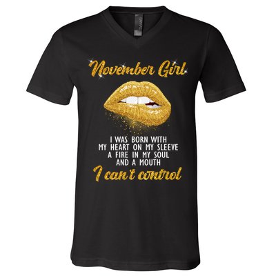 November Girl Birthday Gift V-Neck T-Shirt