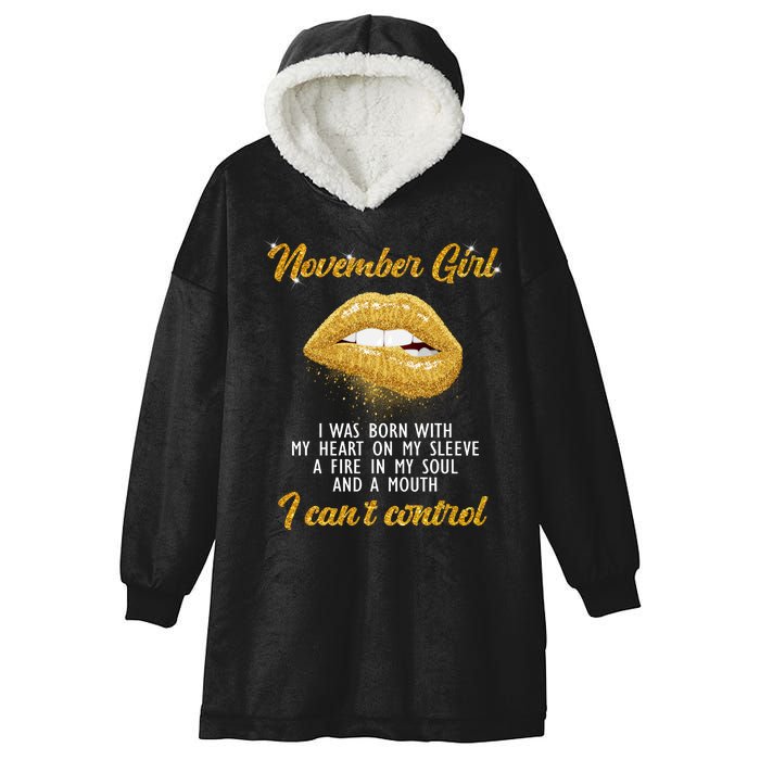 November Girl Birthday Gift Hooded Wearable Blanket