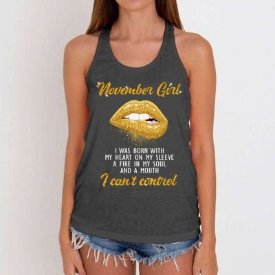 November Girl Birthday Gift Women's Knotted Racerback Tank