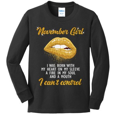 November Girl Birthday Gift Kids Long Sleeve Shirt