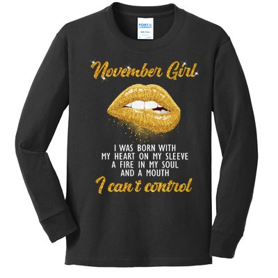 November Girl Birthday Gift Kids Long Sleeve Shirt