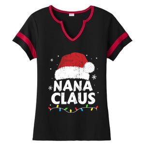 Nana Grandma Claus Christmas Lights Matching Family Pajama Meaningful Gift Ladies Halftime Notch Neck Tee