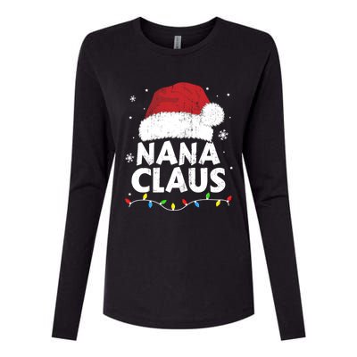 Nana Grandma Claus Christmas Lights Matching Family Pajama Meaningful Gift Womens Cotton Relaxed Long Sleeve T-Shirt