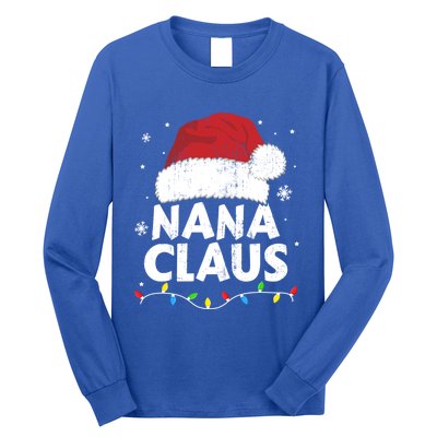 Nana Grandma Claus Christmas Lights Matching Family Pajama Meaningful Gift Long Sleeve Shirt