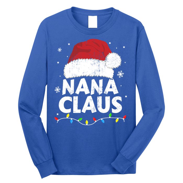 Nana Grandma Claus Christmas Lights Matching Family Pajama Meaningful Gift Long Sleeve Shirt