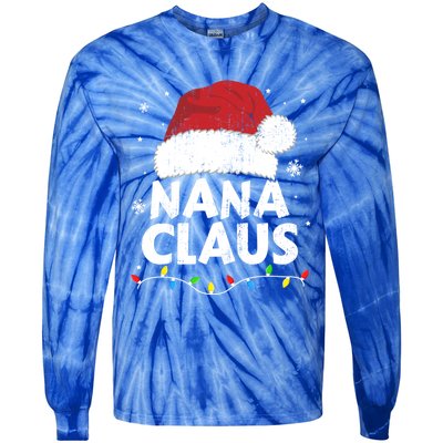 Nana Grandma Claus Christmas Lights Matching Family Pajama Meaningful Gift Tie-Dye Long Sleeve Shirt