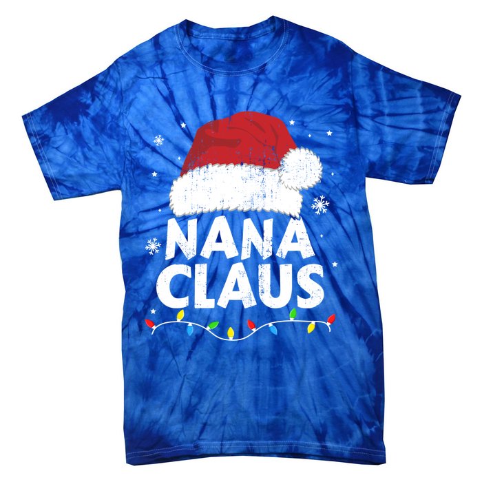 Nana Grandma Claus Christmas Lights Matching Family Pajama Meaningful Gift Tie-Dye T-Shirt