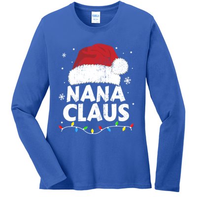 Nana Grandma Claus Christmas Lights Matching Family Pajama Meaningful Gift Ladies Long Sleeve Shirt