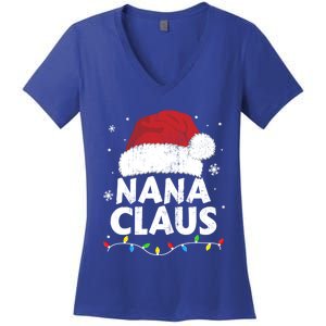 Nana Grandma Claus Christmas Lights Matching Family Pajama Meaningful Gift Women's V-Neck T-Shirt