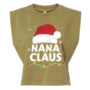 Nana Grandma Claus Christmas Lights Matching Family Pajama Meaningful Gift Garment-Dyed Women's Muscle Tee