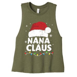 Nana Grandma Claus Christmas Lights Matching Family Pajama Meaningful Gift Women's Racerback Cropped Tank