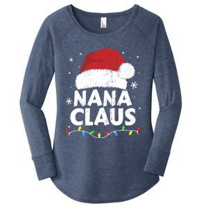 Nana Grandma Claus Christmas Lights Matching Family Pajama Meaningful Gift Women's Perfect Tri Tunic Long Sleeve Shirt