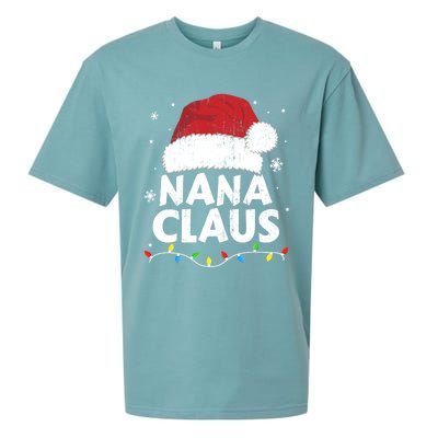 Nana Grandma Claus Christmas Lights Matching Family Pajama Meaningful Gift Sueded Cloud Jersey T-Shirt