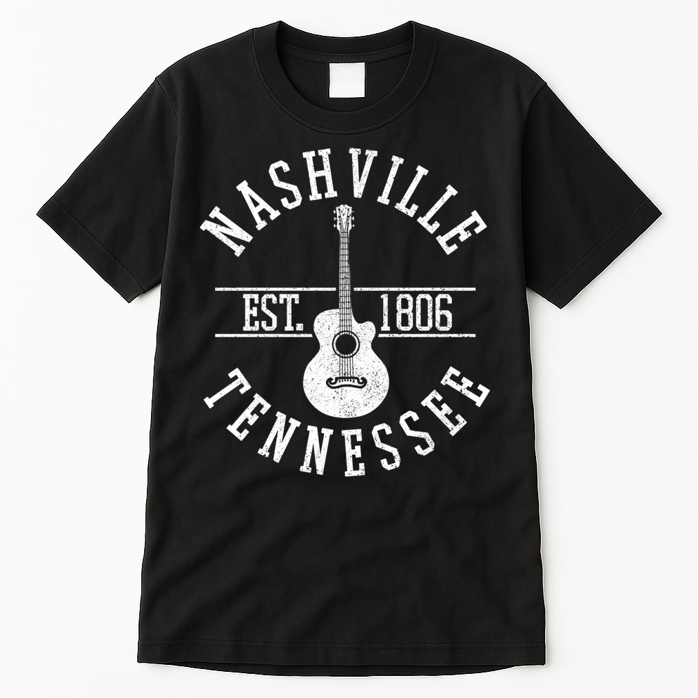 Nashville Gift Country Music City Guitar Gift Tall T-Shirt