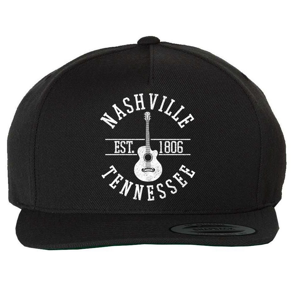 Nashville Gift Country Music City Guitar Gift Wool Snapback Cap