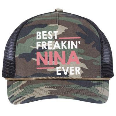 Nina Grandma Cute Best Freakin Nina Ever Retro Rope Trucker Hat Cap