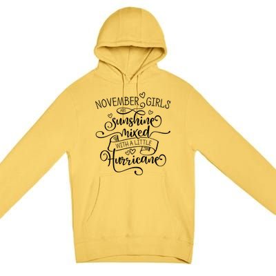 November Girl Cute Gift Sunshine Mixed With A Little Hurricane Cool Gift Premium Pullover Hoodie