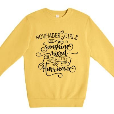 November Girl Cute Gift Sunshine Mixed With A Little Hurricane Cool Gift Premium Crewneck Sweatshirt