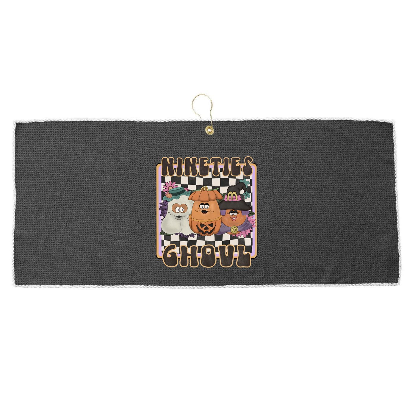 Nineties Ghoul Chicken Nugget Halloween 90S Nostalgia Gift Large Microfiber Waffle Golf Towel