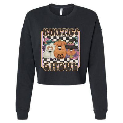 Nineties Ghoul Chicken Nugget Halloween 90S Nostalgia Gift Cropped Pullover Crew