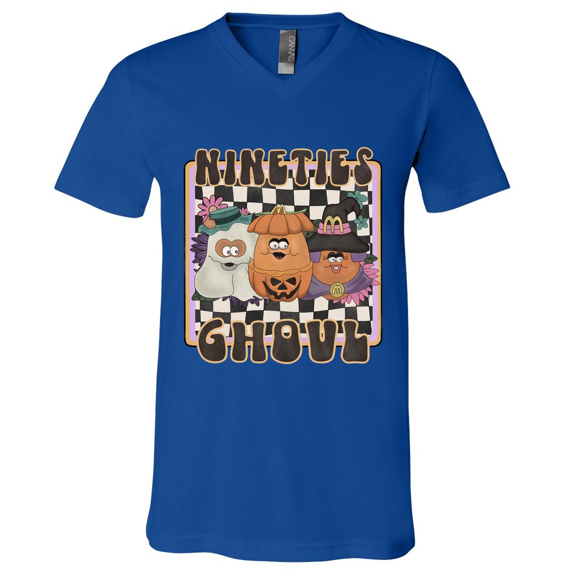 Nineties Ghoul Chicken Nugget Halloween 90S Nostalgia Gift V-Neck T-Shirt