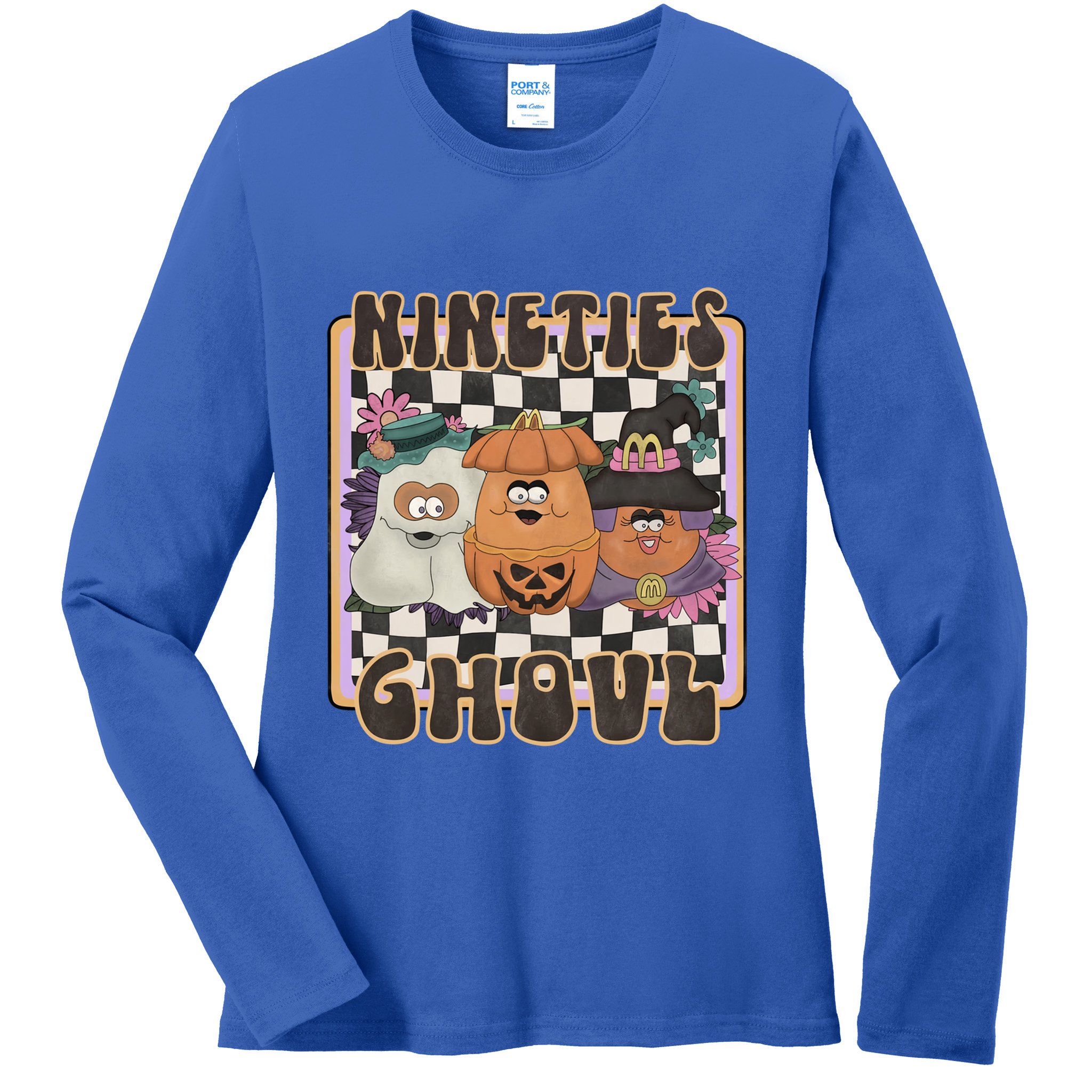 Nineties Ghoul Chicken Nugget Halloween 90S Nostalgia Gift Ladies Long Sleeve Shirt