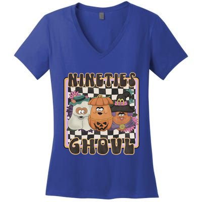 Nineties Ghoul Chicken Nugget Halloween 90S Nostalgia Gift Women's V-Neck T-Shirt