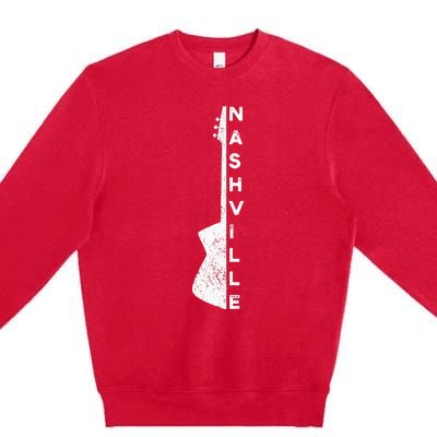 Nashville Guitar Country Music Lovers Gifts For Fathers Day Premium Crewneck Sweatshirt