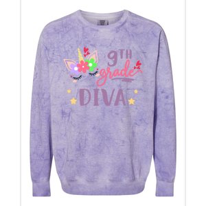 Nineth Grade Diva First Day Of School Unicorn Magical Gift Colorblast Crewneck Sweatshirt