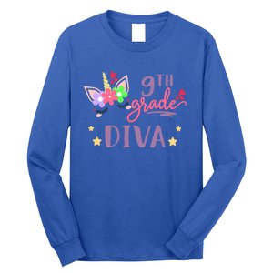 Nineth Grade Diva First Day Of School Unicorn Magical Gift Long Sleeve Shirt