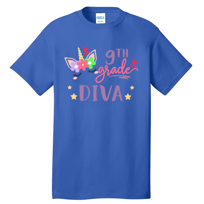 Nineth Grade Diva First Day Of School Unicorn Magical Gift Tall T-Shirt