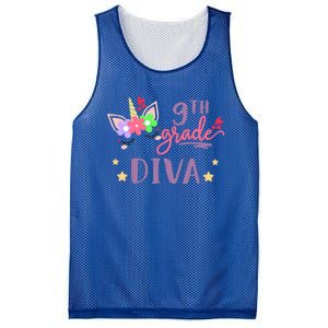 Nineth Grade Diva First Day Of School Unicorn Magical Gift Mesh Reversible Basketball Jersey Tank