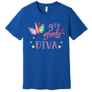 Nineth Grade Diva First Day Of School Unicorn Magical Gift Premium T-Shirt